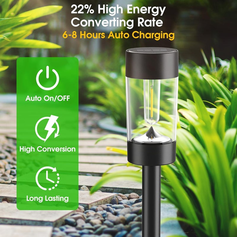 Eyrosa Solar Lights Outdoor, 12 Pack Waterproof Solar Landscape Lighting for Pathway Garden Yard Path Walkway Driveway Lawn Patio Outside Decor, Warm White - Image 3